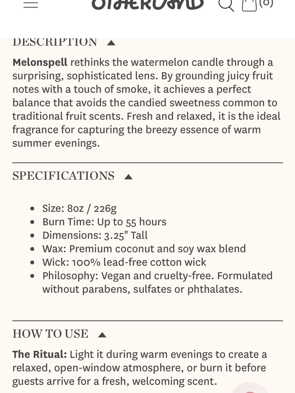NIB Otherland Melonspell 8oz candle - Picture 2 of 5